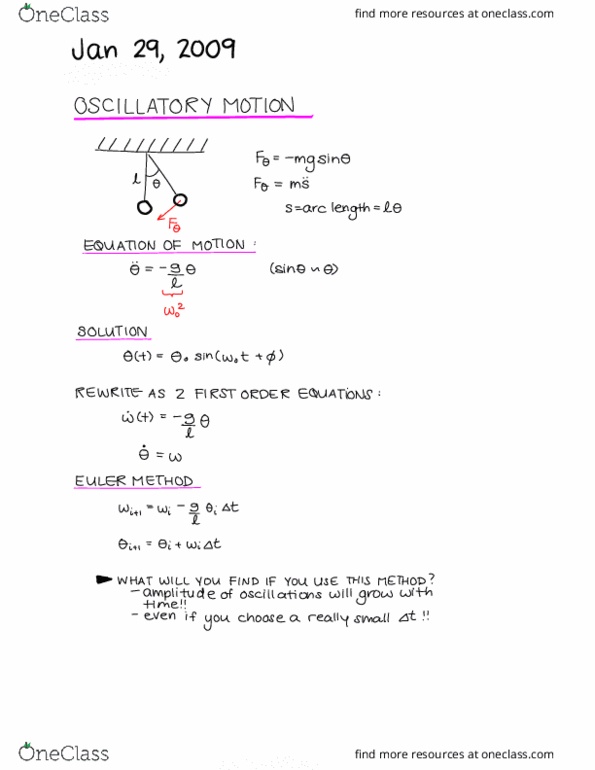 ENGPHYS 2CE4 Lecture Notes - Lecture 8: Euler Method thumbnail