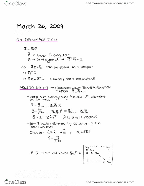 ENGPHYS 2CE4 Lecture Notes - Lecture 21: Householder Transformation, Unit Vector, Triangular Matrix thumbnail