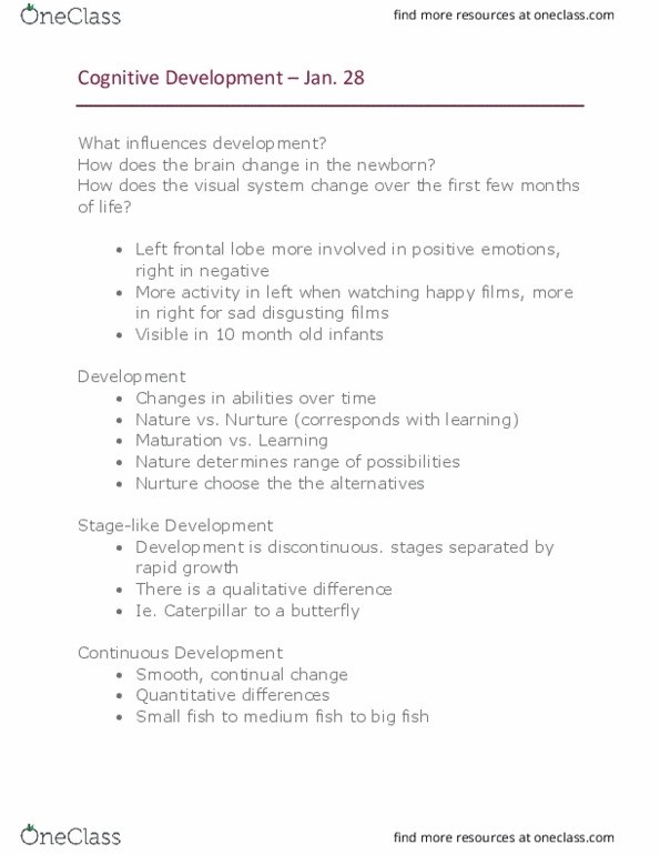 Psychology 1000 Lecture Notes - Lecture 1: Moro Reflex, Depth Perception, Visual Acuity thumbnail