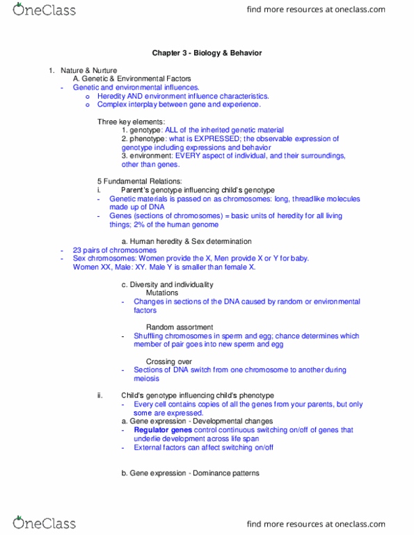 PSYCH 3550 Lecture Notes - Lecture 3: Monoamine Oxidase A, Quantitative Trait Locus, Critical Period thumbnail