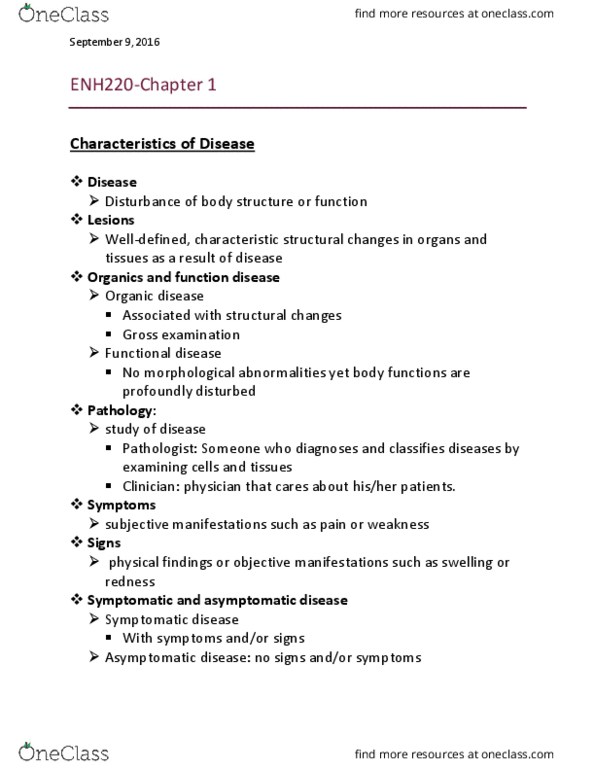 ENH 220 Lecture Notes - Lecture 1: Rubella, Skeletal Muscle, Atherosclerosis thumbnail