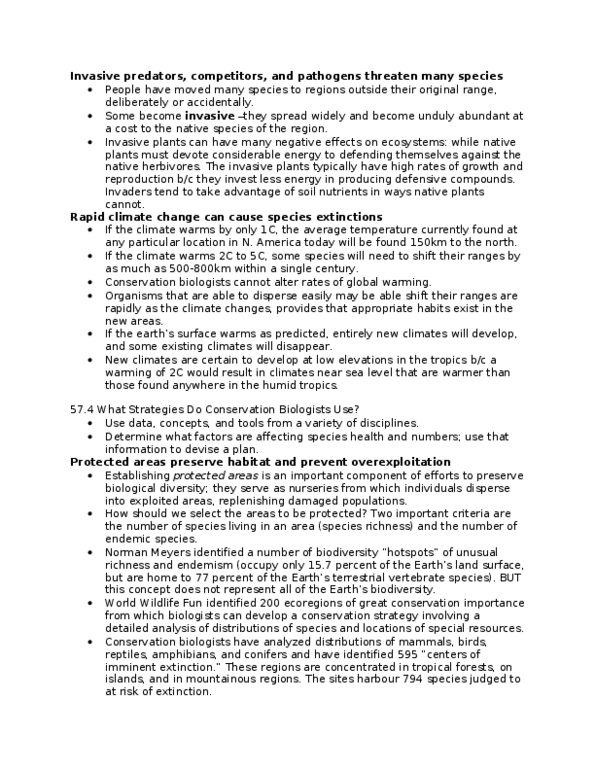 BI396 Lecture Notes - Species Richness, Conservation Biology, Ecosystem Services thumbnail