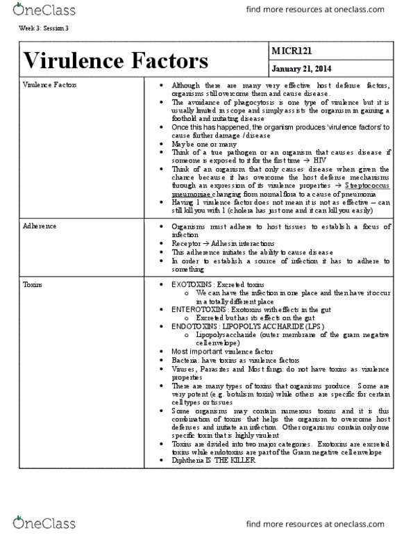 MICR 121 Lecture Notes - Lecture 3: Influenza Vaccine, Coagulase, Gastroenteritis thumbnail
