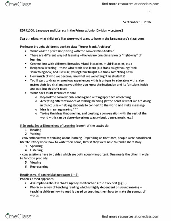 EDPJ 1000 Lecture Notes - Lecture 2: Microsoft Powerpoint, Lev Vygotsky, Social Constructionism thumbnail