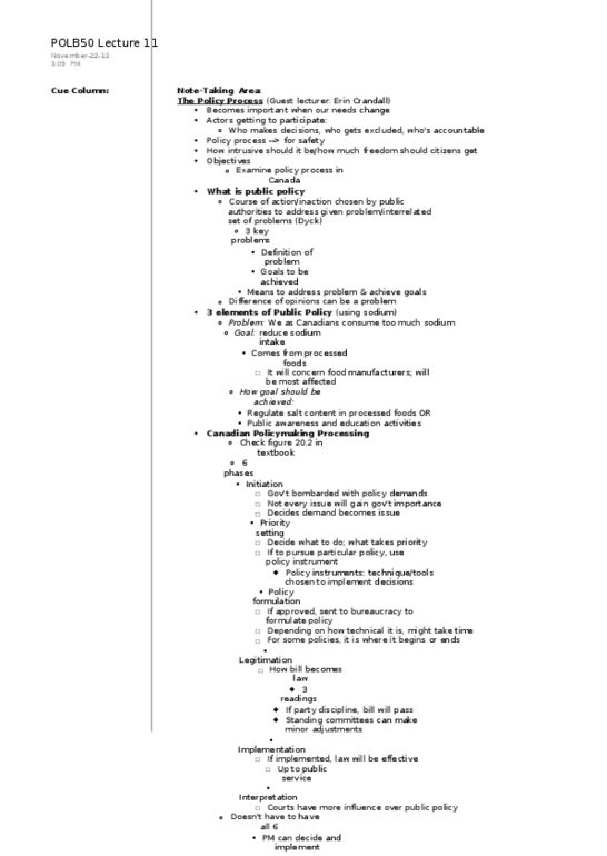 POLB50Y3 Lecture Notes - Lecture 11: State Ownership, War Measures Act, Indian Act thumbnail