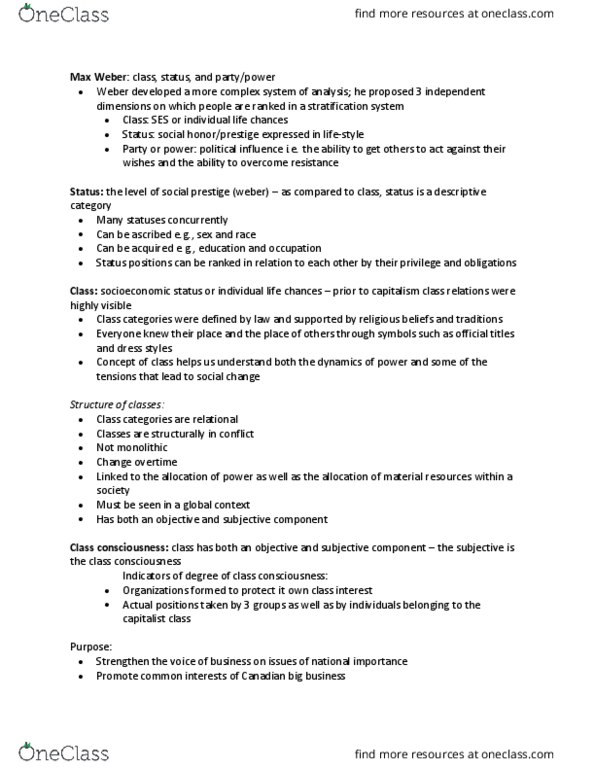 SOC 103 Lecture Notes - Lecture 3: Proletariat, Complex Number, Ibm Officevision thumbnail