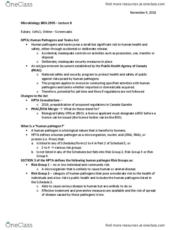 BIOL 2905 Lecture Notes - Lecture 8: Microbiological Culture, Epithelium, Scrapie thumbnail