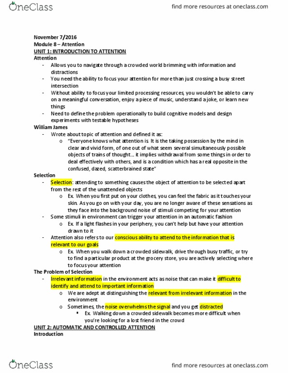 PSYCH 1X03 Lecture Notes - Lecture 8: Motor Skill, Computer Monitor, Insomnia thumbnail