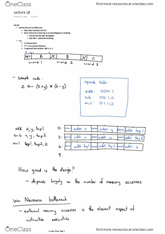 CMPT 295 Lecture Notes - Lecture 18: Instruction Set, Opcode, Operand thumbnail