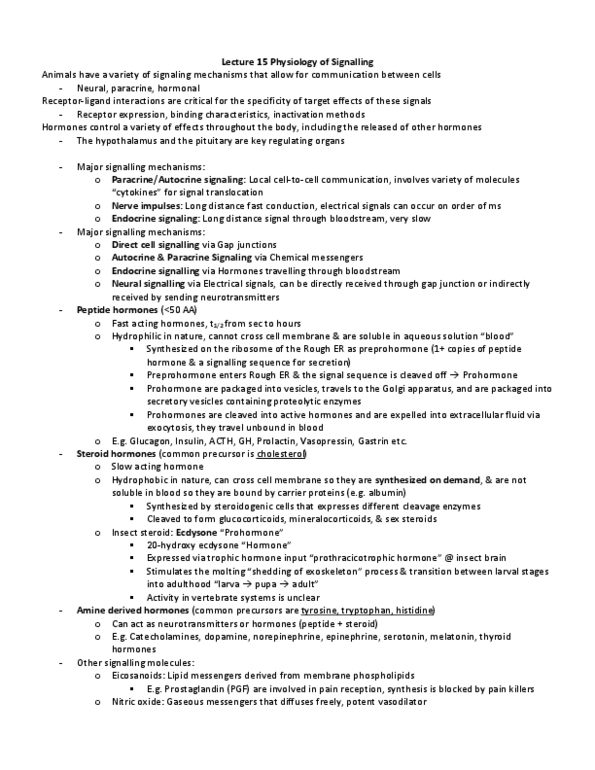 BIOL370 Lecture Notes - Lecture 15: Endocrine Gland, Thyroid, Luteinizing Hormone thumbnail