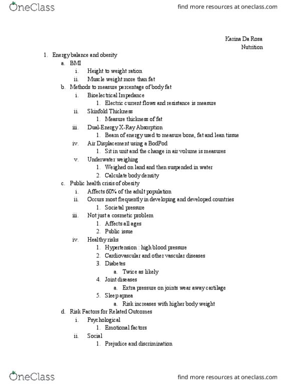 HSCI 1105 Lecture Notes - Lecture 14: Body Shape, Electric Current, Food Politics thumbnail