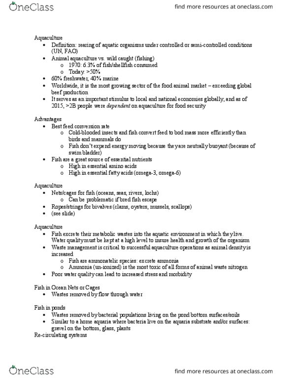 ANSC 101 Lecture Notes - Lecture 1: Striped Bass, Waste Management, Swim Bladder thumbnail