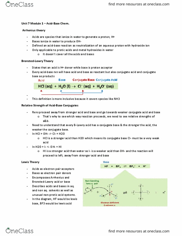 CHEM 1A03 Chapter Notes - Chapter 7: Molar Concentration, Weak Base, Fluoride thumbnail