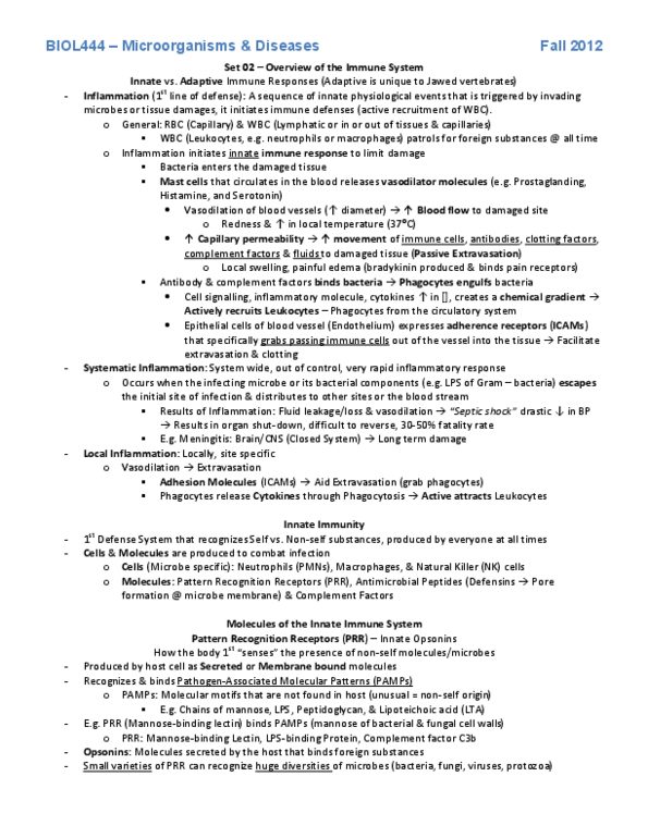 BIOL444 Lecture Notes - Natural Killer Cell, C5-Convertase, Innate Immune System thumbnail