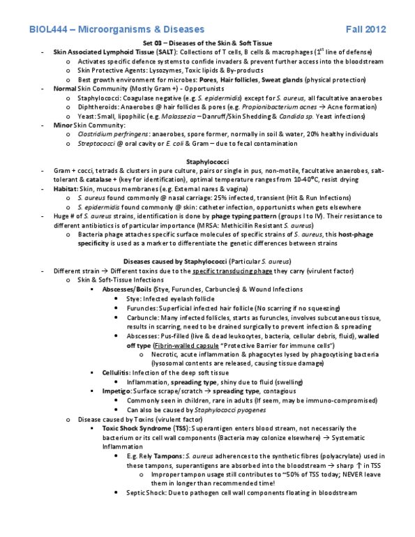 BIOL444 Lecture Notes - Toxic Shock Syndrome, Coagulase, Glycopeptide Antibiotic thumbnail