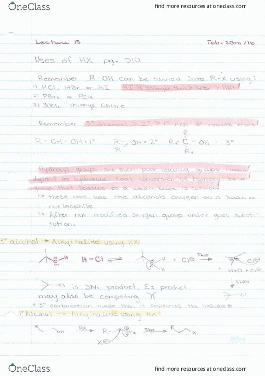 CHEM263 Lecture Notes - Lecture 13: Nucleophile, Hydride, Alkoxide thumbnail