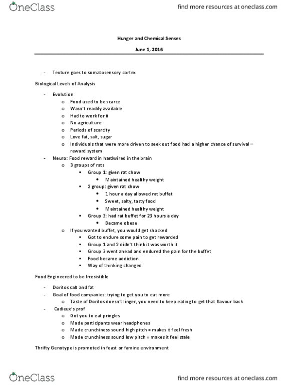 PSYCH 1XX3 Lecture Notes - Lecture 9: Doritos, Gestation, Reward System thumbnail