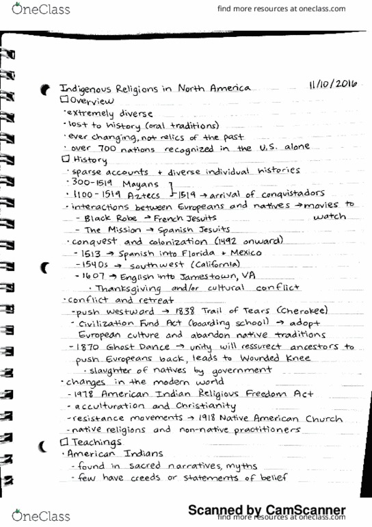 REL-1020 Lecture Notes - Lecture 21: Native American Church, Wond, Acculturation thumbnail