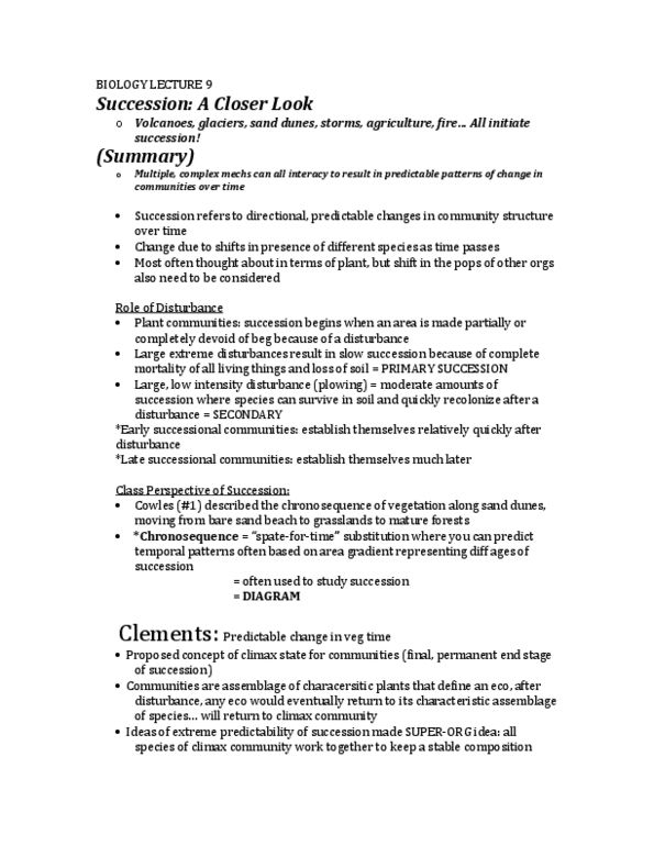 BIO120H1 Lecture Notes - Lecture 9: Climax Community, Primary Production, Primary Succession thumbnail