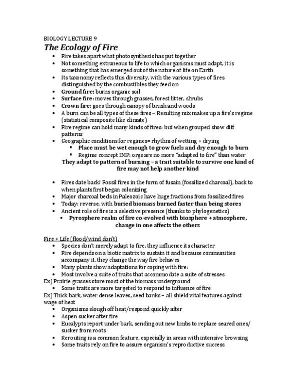 BIO120H1 Lecture Notes - Lecture 9: Fire Regime, Serotiny, Coevolution thumbnail