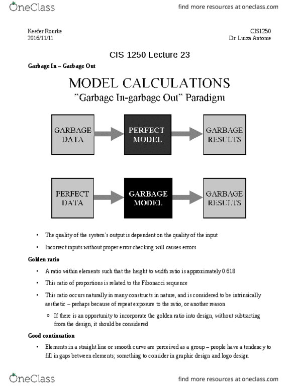 CIS 1250 Lecture Notes - Lecture 23: Golden Ratio, Unix Philosophy thumbnail