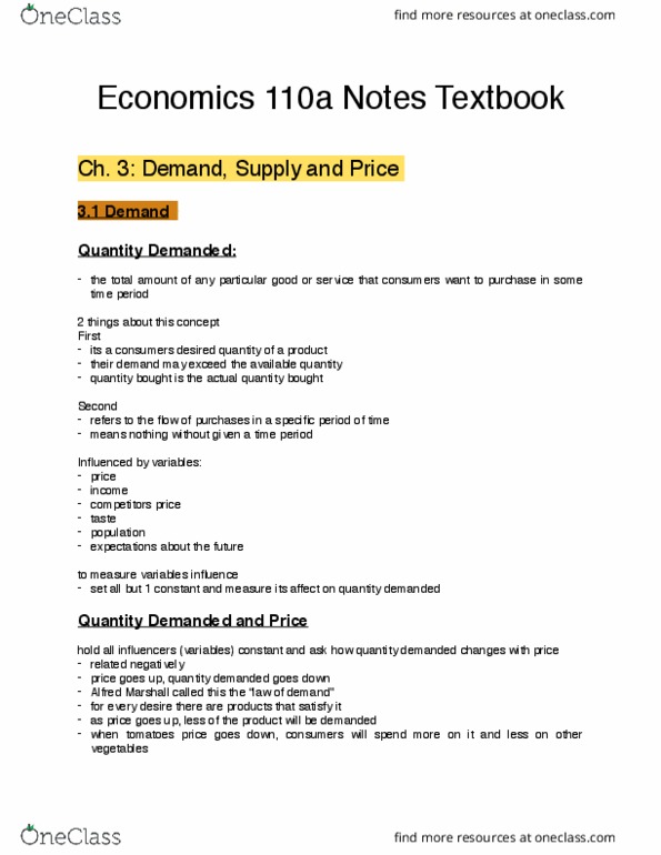ECON 110 Chapter 3-12, 33: 110a Microeconomics Textbook Notes thumbnail