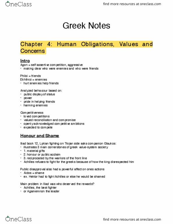 CLST 102 Chapter 1-8: CLST 102 Greek Civilizations Textbook Notes thumbnail