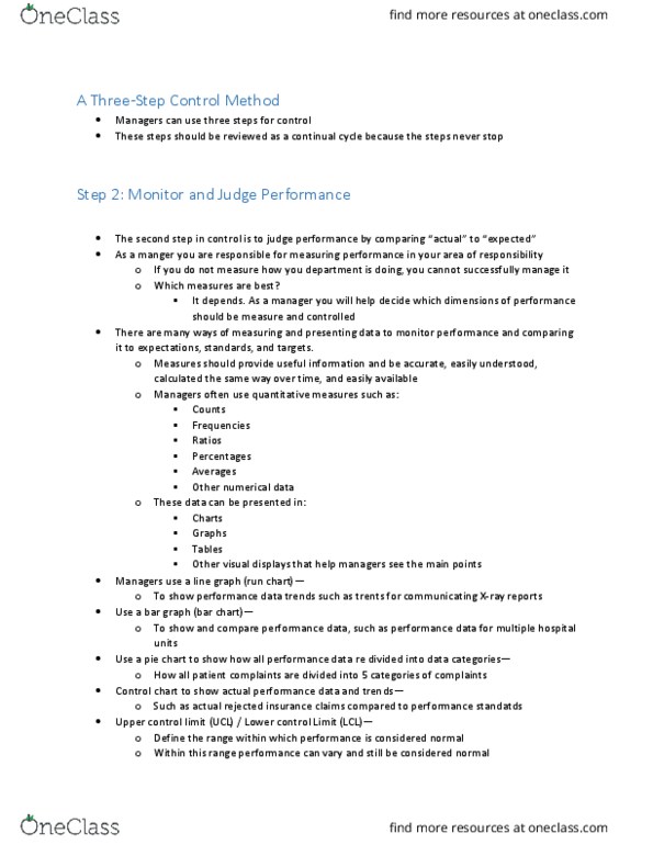 HSA 4180 Chapter Notes - Chapter 12: Pie Chart, Bar Chart, Control Chart thumbnail