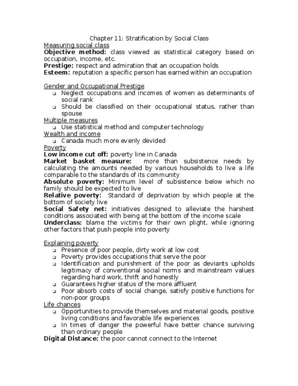 SOC100 Chapter Notes - Chapter 11: Social Mobility, Minority Group, Market Basket thumbnail