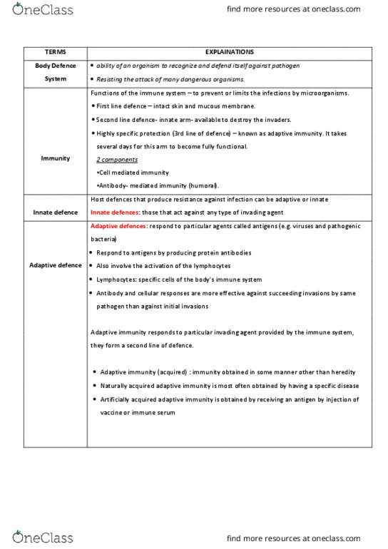 MIC 4100 Lecture Notes - Lecture 1: John Wiley & Sons, Cell-Mediated Immunity, Bone Marrow thumbnail