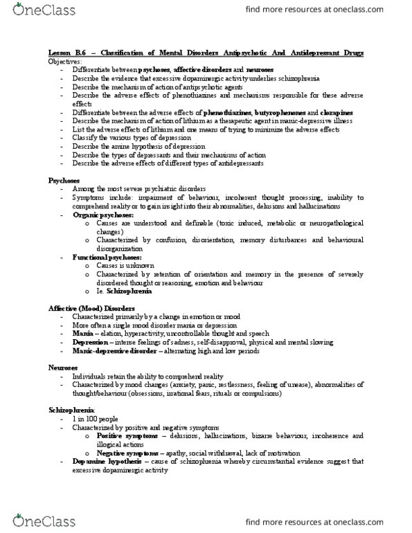 PHAR 100 Chapter Notes - Chapter 11: Extrapyramidal Symptoms, Atypical Antipsychotic, Dopamine Receptor thumbnail