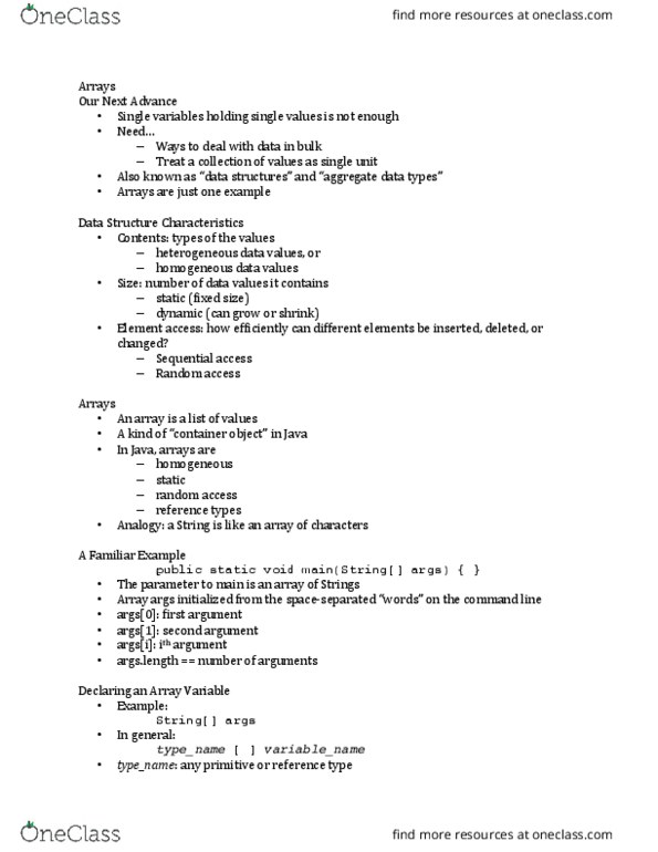 CS 18000 Lecture Notes - Lecture 6: United States Forest Service, Array Data Structure, Sequential Access thumbnail
