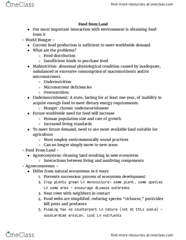 GE CLST M1A Lecture Notes - Lecture 9: Agroecosystem, Cassava, Overnutrition thumbnail