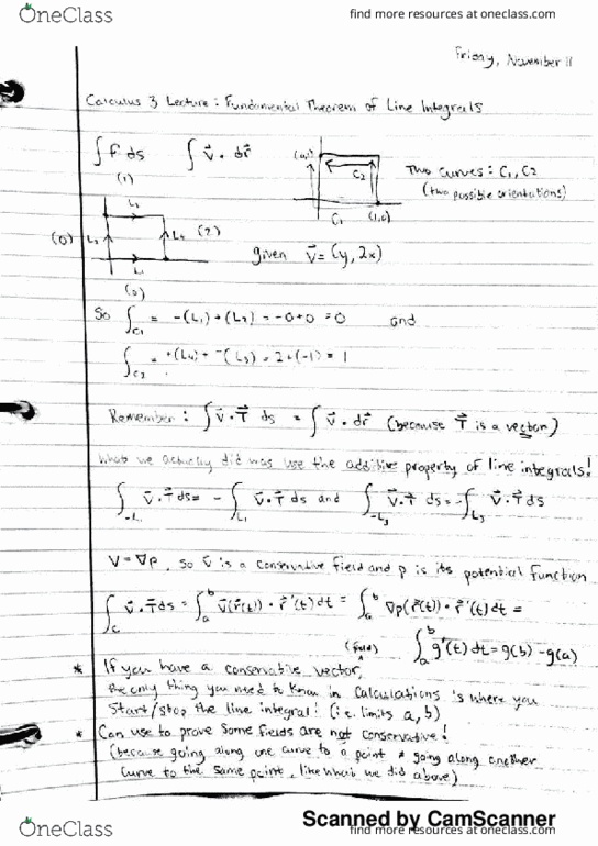 MATH20550 Lecture Notes - Lecture 32: Conservative Vector Field thumbnail