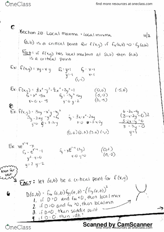 MATH 220 Lecture Notes - Lecture 20: Saddle Point thumbnail