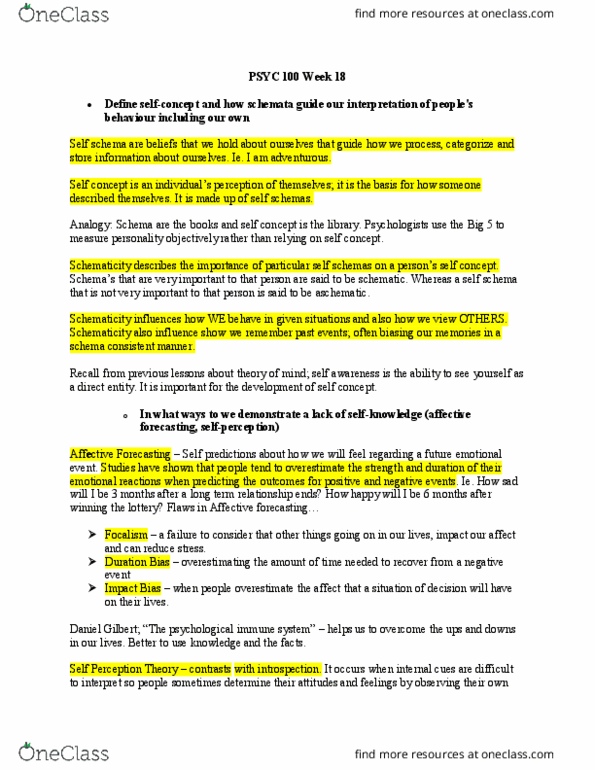 PSYC 100 Lecture Notes - Lecture 54: Terror Management Theory, Fundamental Attribution Error, Social Comparison Theory thumbnail