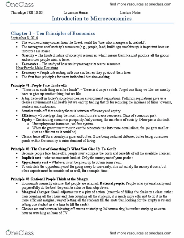 ECO 1104 Lecture Notes - Lecture 1: Market Economy, Marginal Cost, Invisible Hand thumbnail