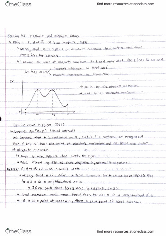 MATH137 Lecture Notes - Lecture 23: Maxima And Minima, Fot thumbnail