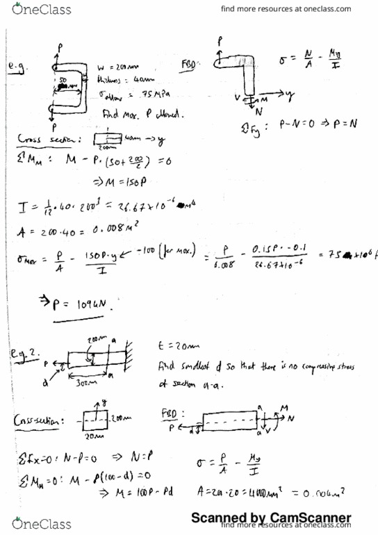 MECHENG 211 Lecture 28: Wei Lu ME 211 Lecture 28 Notes - Bending Examples thumbnail