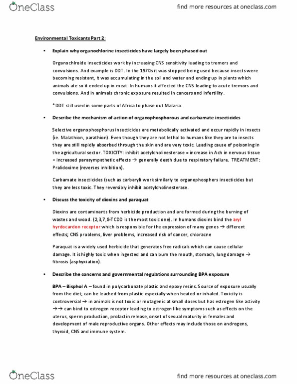 PHAR 100 Lecture Notes - Lecture 17: Pralidoxime, Organophosphorus Compound, Carbamate thumbnail