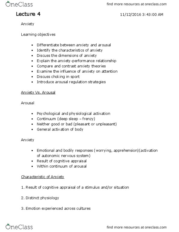 PS286 Lecture Notes - Lecture 4: Autonomic Nervous System, Situation Two, Diaphragmatic Breathing thumbnail
