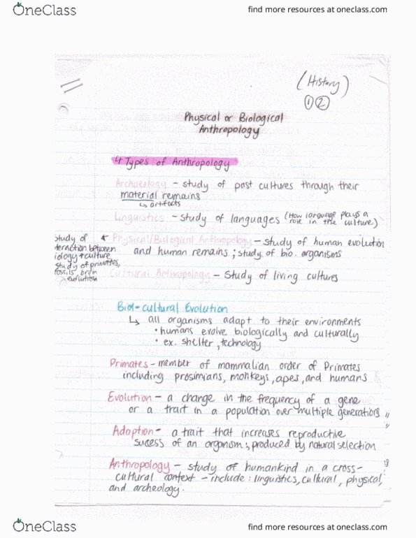 ARCH 131 Lecture Notes - Lecture 1: Sachet, Dual Inheritance Theory, Forensic Anthropology thumbnail
