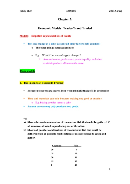 ECON 103 Lecture Notes - Kenneth Tobey, Opportunity Cost, Models 1 thumbnail