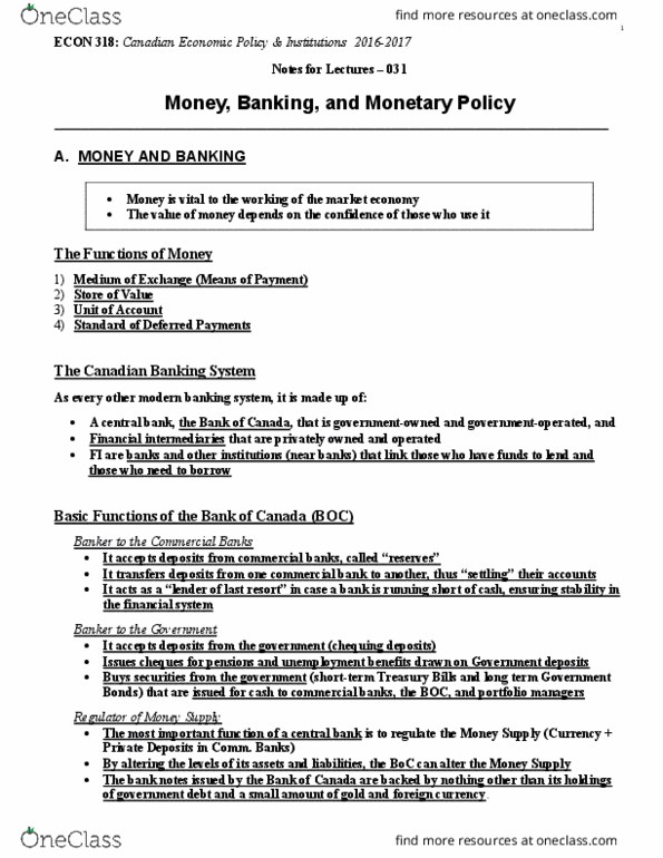 ECON 318 Lecture Notes - Lecture 31: Monetary Policy, Landing Vehicle Tracked, Monetary Base thumbnail
