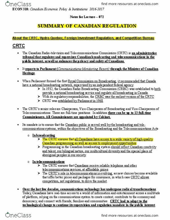 ECON 318 Lecture 72: Econ 318_F2016_Chapter_072_Summary of Canadian Regulation thumbnail