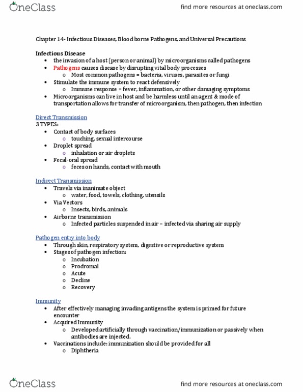 ATTR 1100 Chapter Notes - Chapter 14: Hepatitis C Virus, Hiv, Haemophilus Influenzae thumbnail