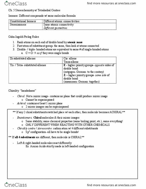 CHM135H1 Lecture Notes - Lecture 7: Alkene, Substituent, Chemical Formula thumbnail