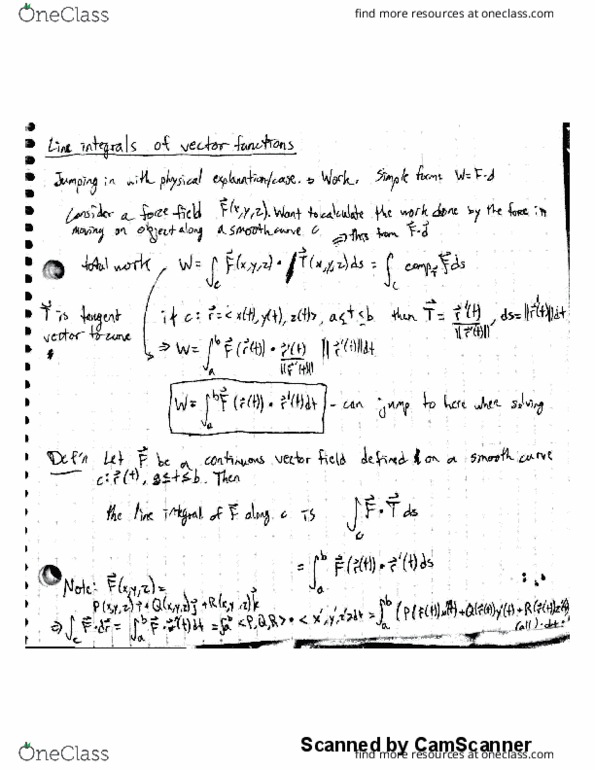 MTH 425 Lecture 10: Line Integrals Of Vector Functions thumbnail