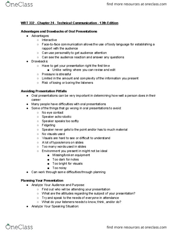 WRT 333 Chapter Notes - Chapter 24: Fidgeting, Spreadsheet, Whiteboard thumbnail