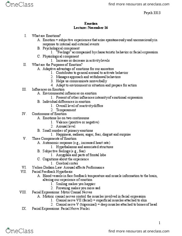 PSYCH 3313 Lecture Notes - Lecture 27: Facial Nerve, Cranial Nerves, Basal Ganglia thumbnail